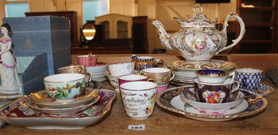 19th century dinner, tea and dessert wares to include a Coalport Imari pattern plate, a Ridgway teapot, cover and stand etc